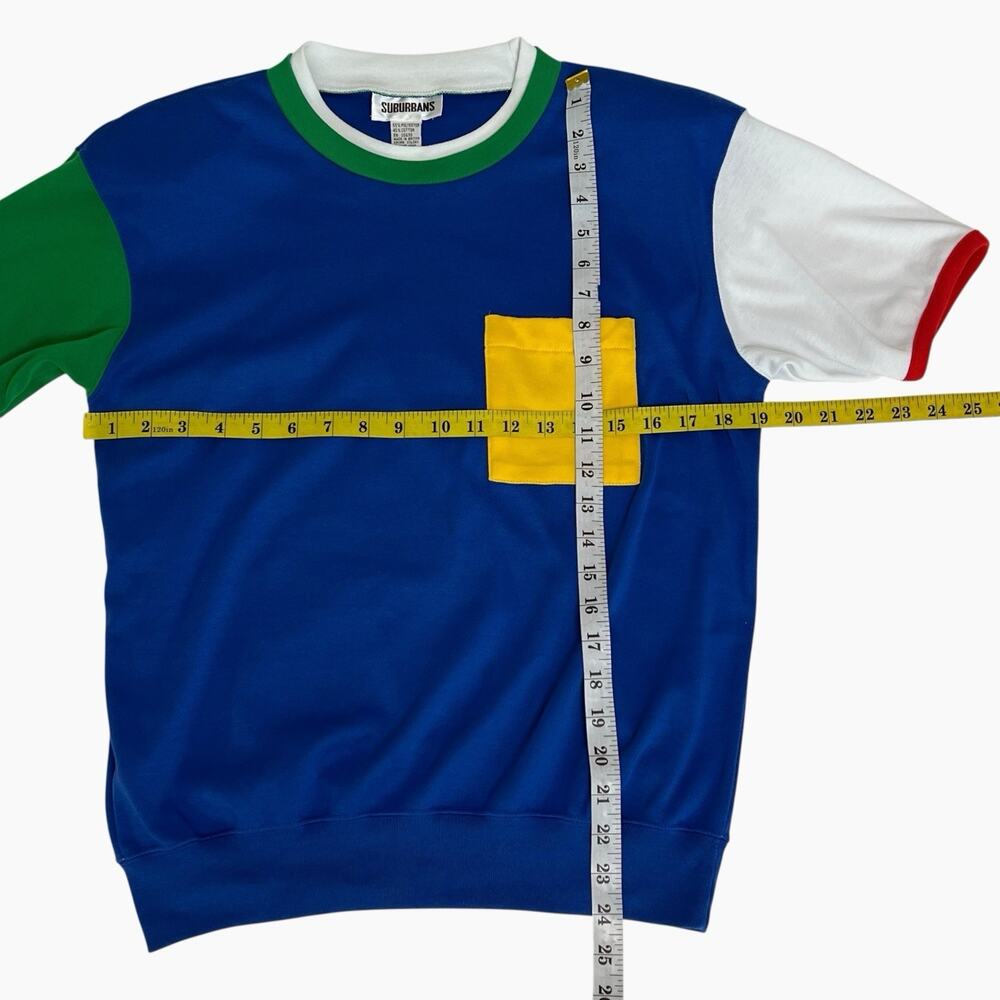 Suburbans Sweater Set 90s Color Block Large Cardigan Medium Short Sleeve Top - Picture 9 of 14